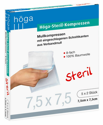 HÖGA-KOMPRESSEN 7,5x7,5 cm steril 8fach